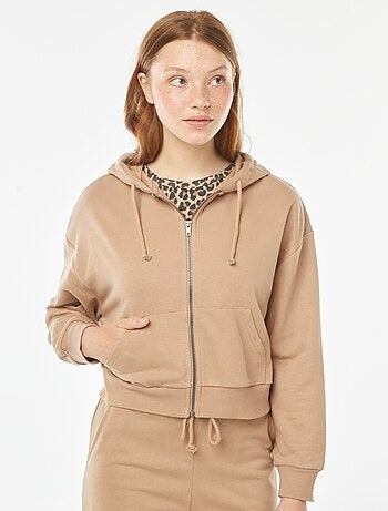 Felpa cropped con cappuccio
