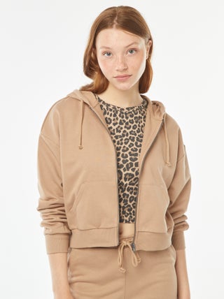 Felpa cropped con cappuccio