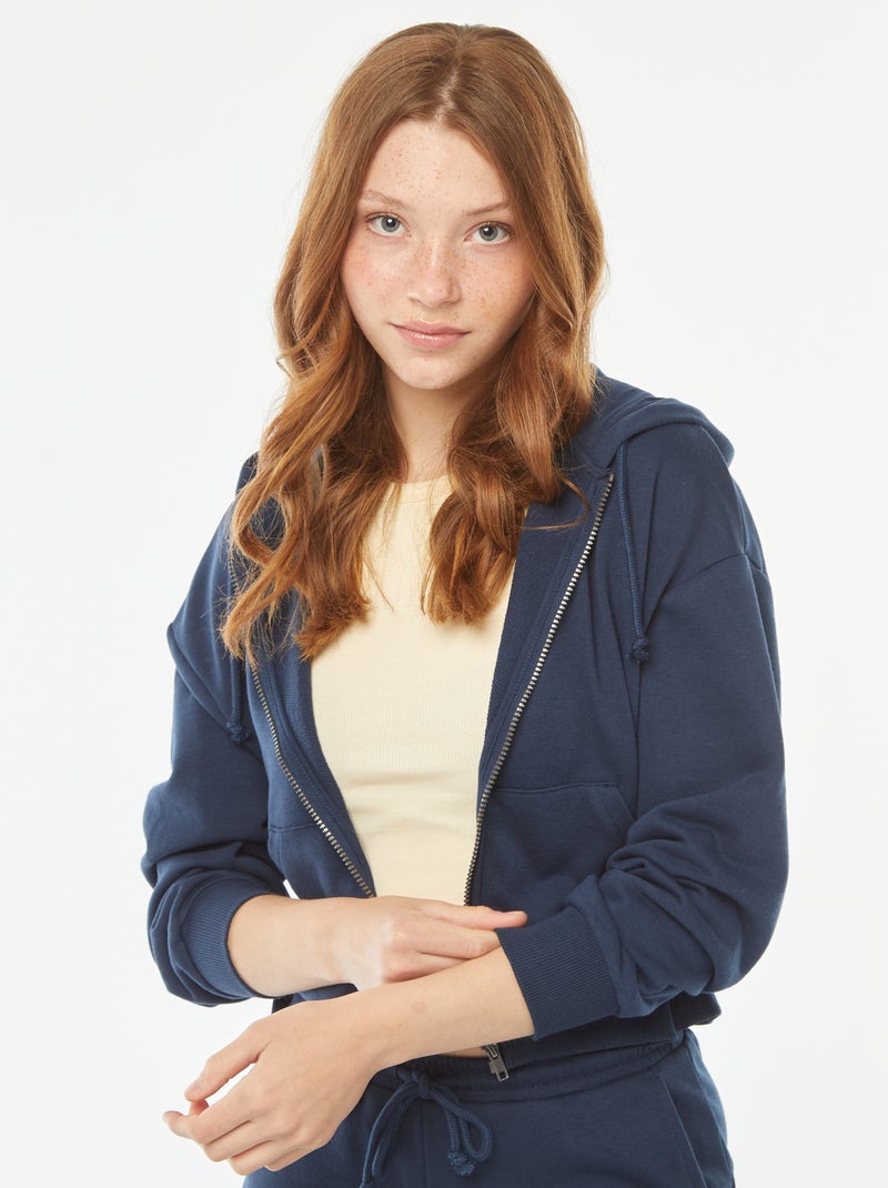 Felpa cropped con cappuccio Blu - Kiabi
