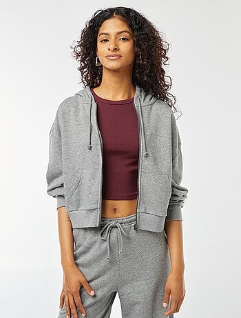 Felpa cropped con cappuccio