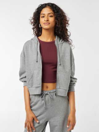 Felpa cropped con cappuccio