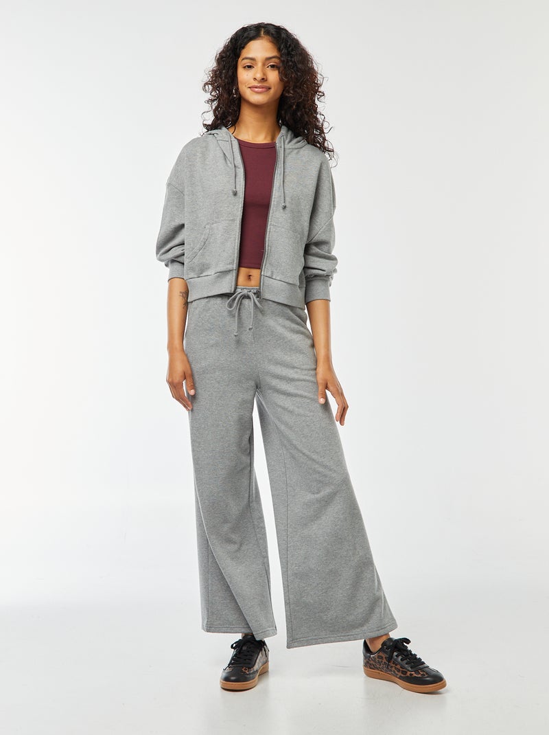 Felpa cropped con cappuccio Grigio - Kiabi