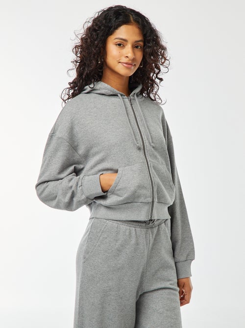 Felpa cropped con cappuccio - Kiabi