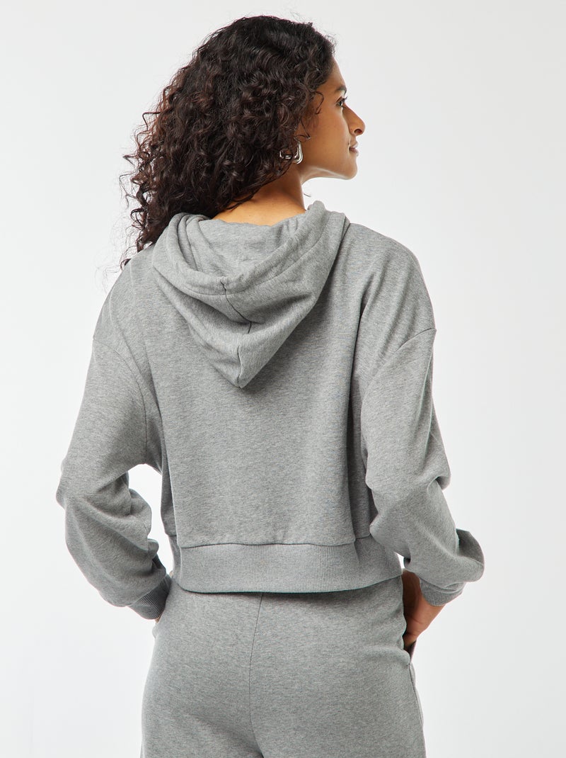 Felpa cropped con cappuccio Grigio - Kiabi