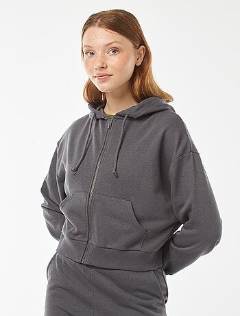 Felpa cropped con cappuccio