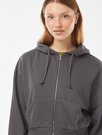 Felpa cropped con cappuccio