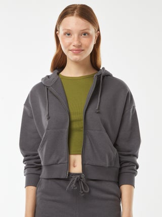 Felpa cropped con cappuccio