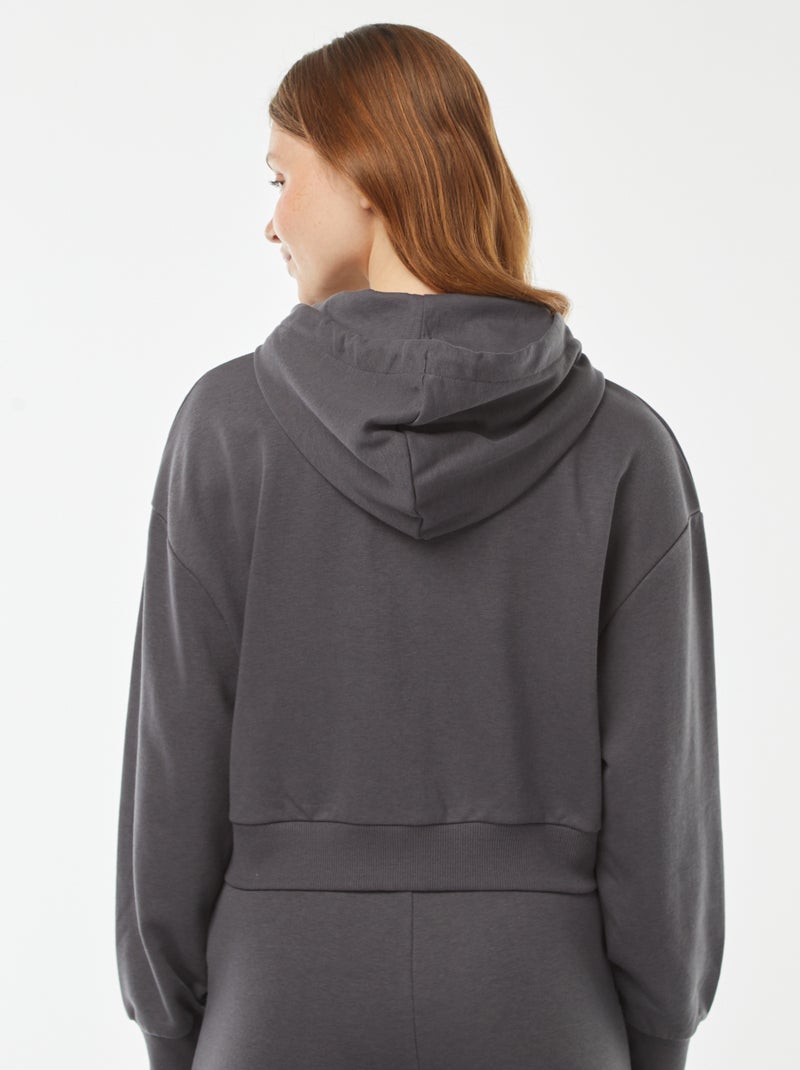 Felpa cropped con cappuccio Grigio - Kiabi