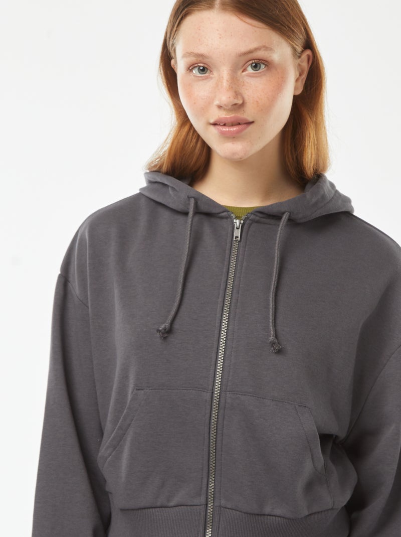 Felpa cropped con cappuccio Grigio - Kiabi