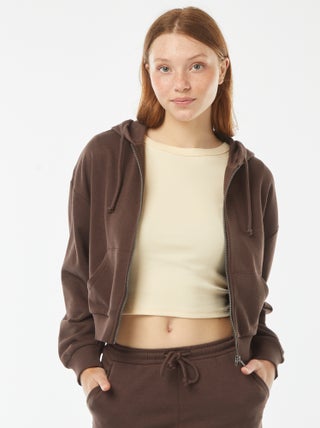 Felpa cropped con cappuccio