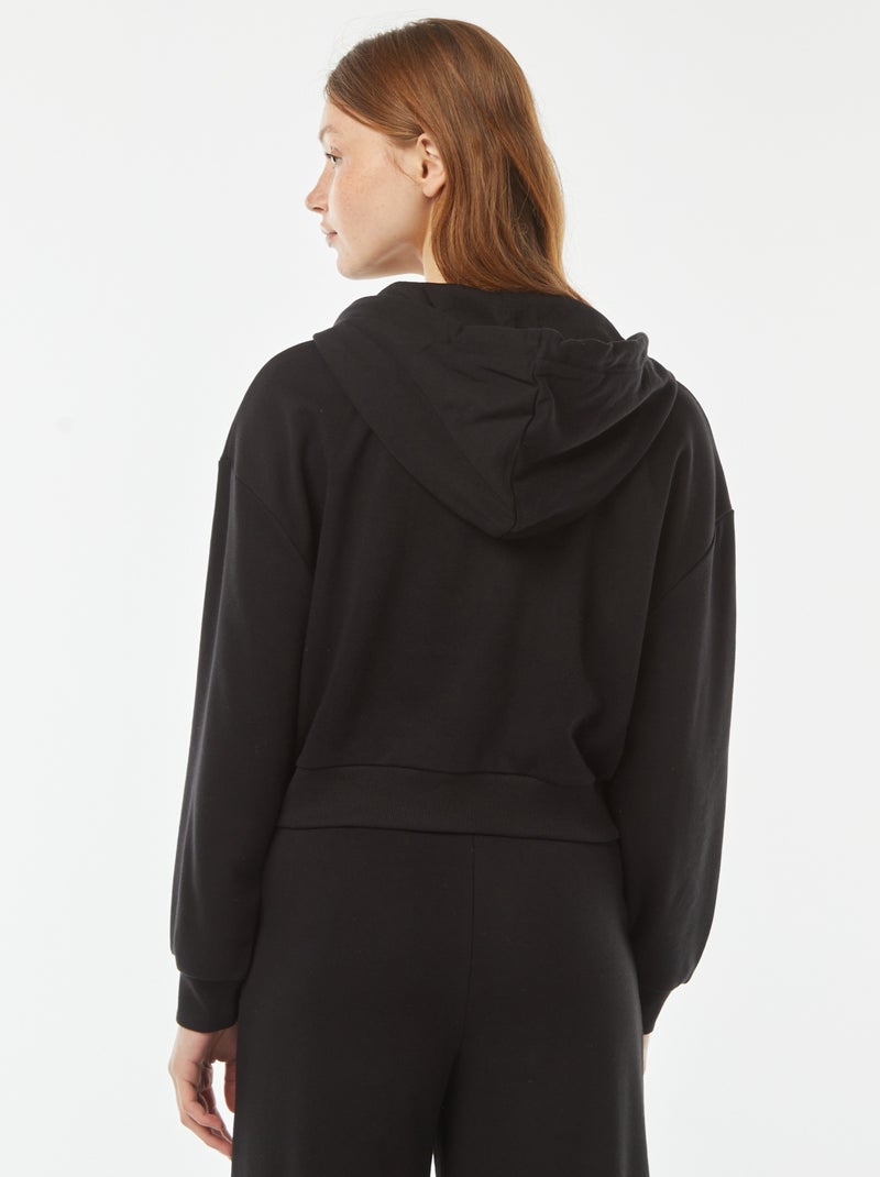 Felpa cropped con cappuccio nero - Kiabi