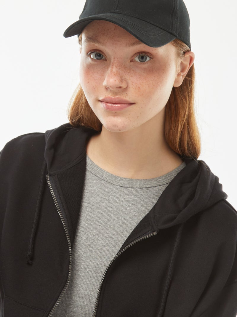 Felpa cropped con cappuccio nero - Kiabi