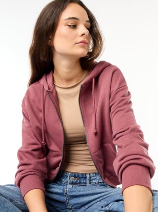 Felpa cropped con cappuccio
