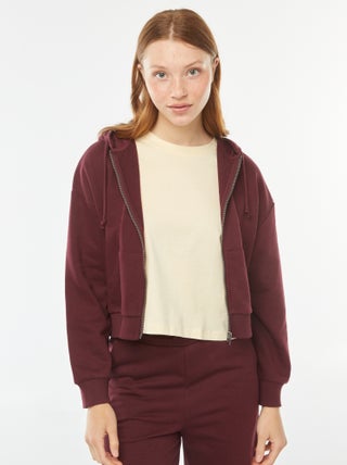 Felpa cropped con cappuccio