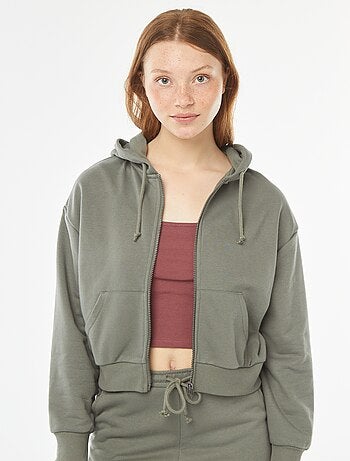 Felpa cropped con cappuccio