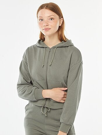 Felpa cropped con cappuccio