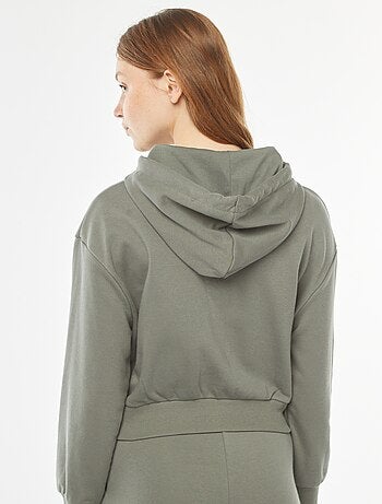 Felpa cropped con cappuccio