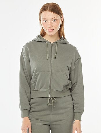 Felpa cropped con cappuccio