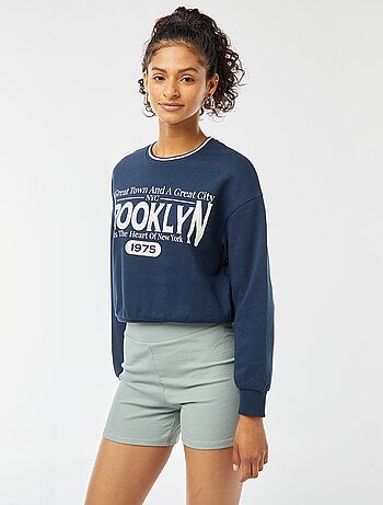 Felpa cropped con scritta americana