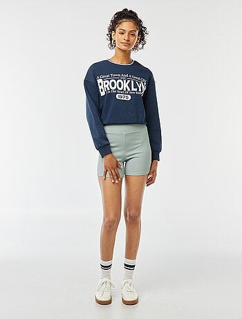 Felpa cropped con scritta americana