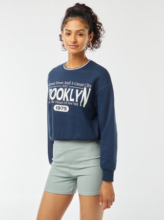 Felpa cropped con scritta americana