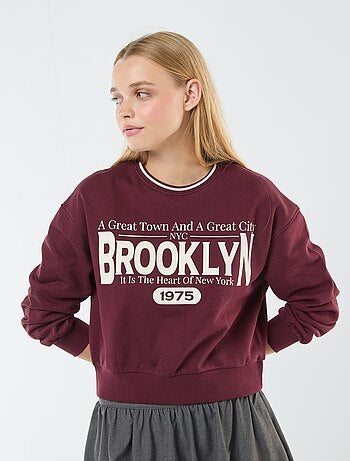 Felpa cropped con scritta americana