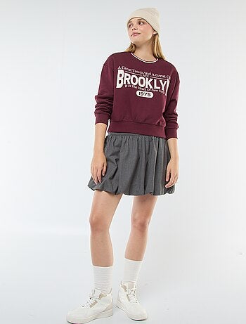Felpa cropped con scritta americana