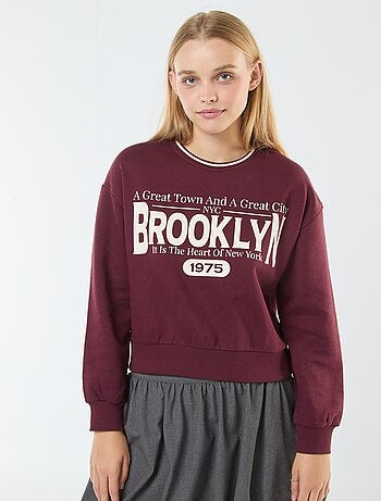 Felpa cropped con scritta americana
