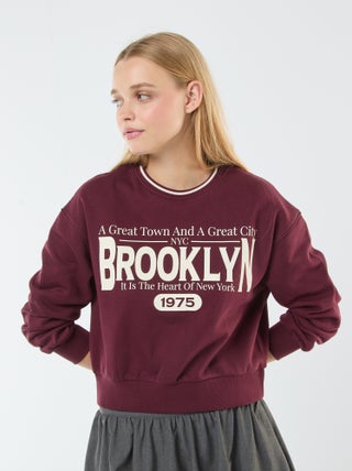 Felpa cropped con scritta americana