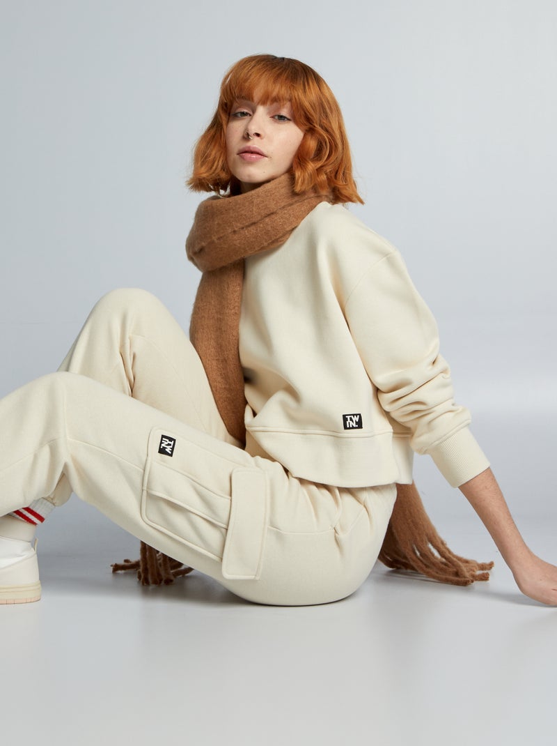 Felpa cropped in tessuto felpato BEIGE - Kiabi