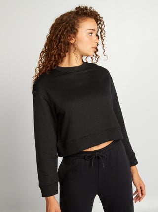 Felpa cropped scollo tondo