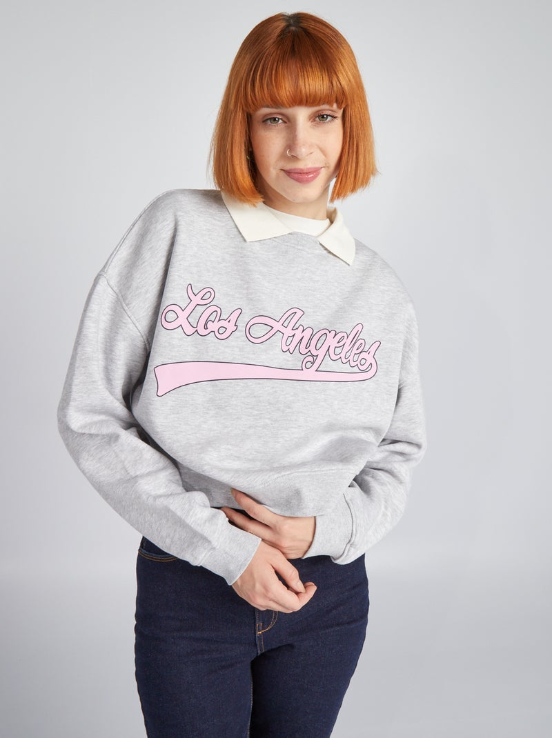Felpa cropped stile campus GRIGIO - Kiabi