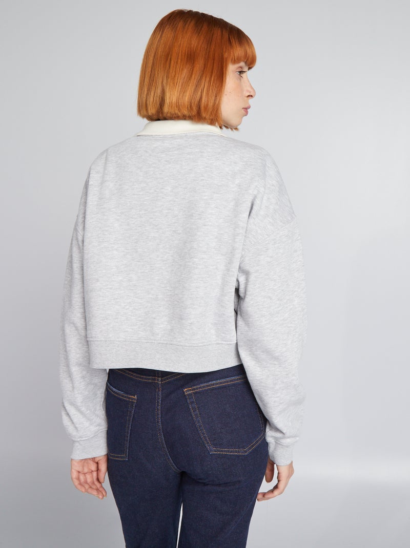 Felpa cropped stile campus GRIGIO - Kiabi
