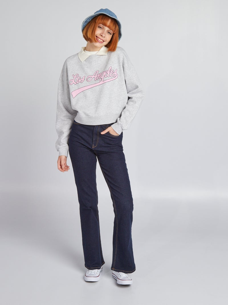 Felpa cropped stile campus GRIGIO - Kiabi