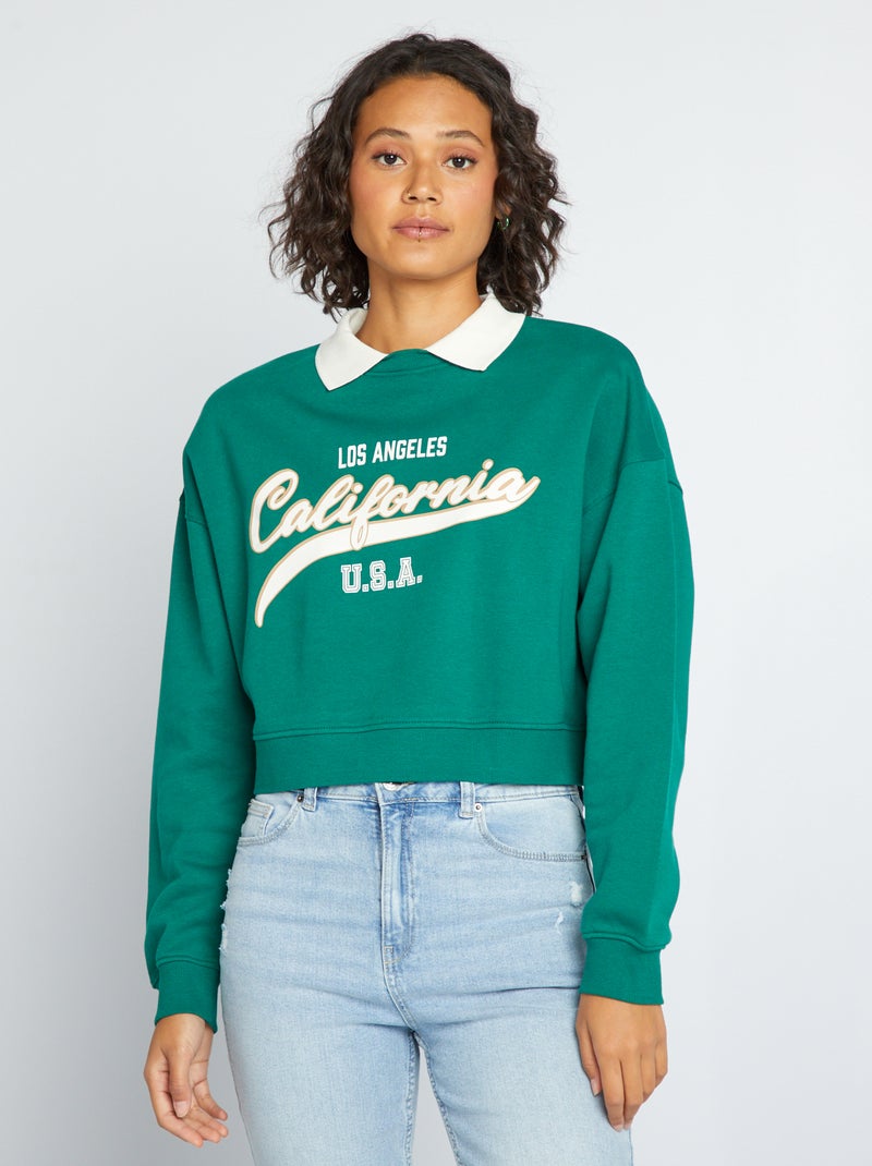 Felpa Cropped Stile Campus Verde Ragazza 15 00 Kiabi