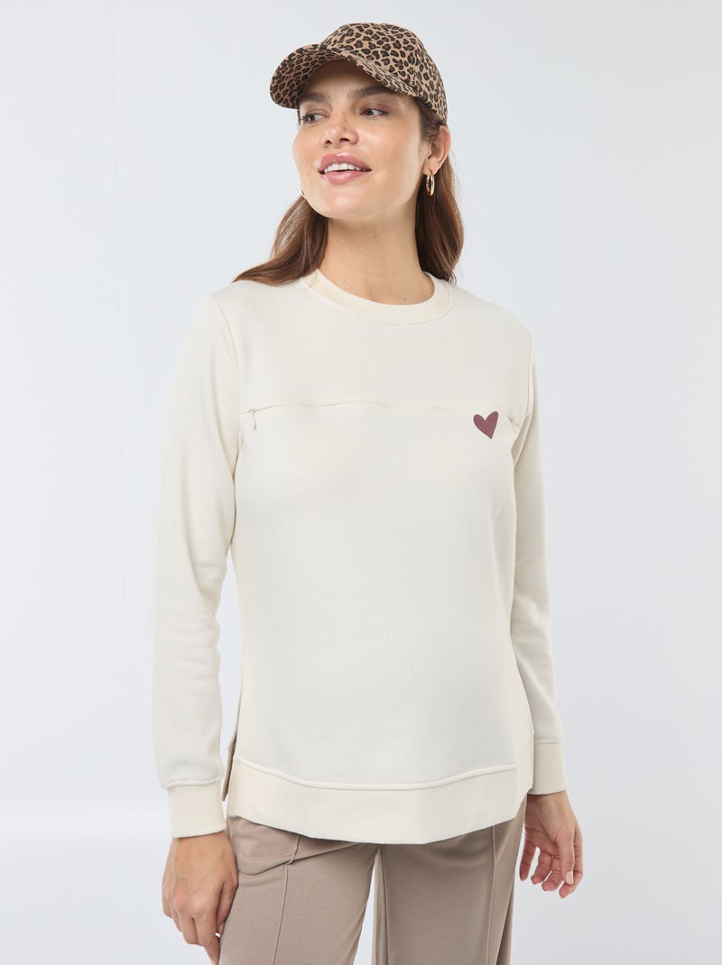 Felpa da allattamento con scritta Beige - Kiabi