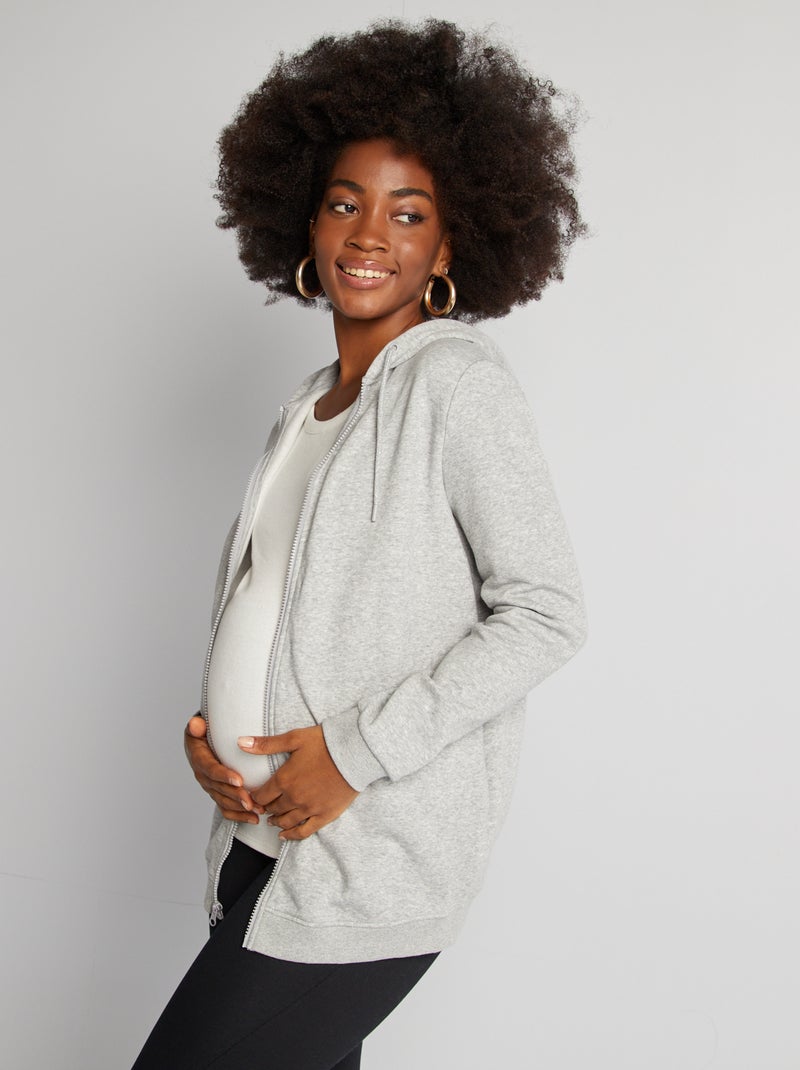 Felpa da allattamento con zip e cappuccio GRIGIO - Kiabi