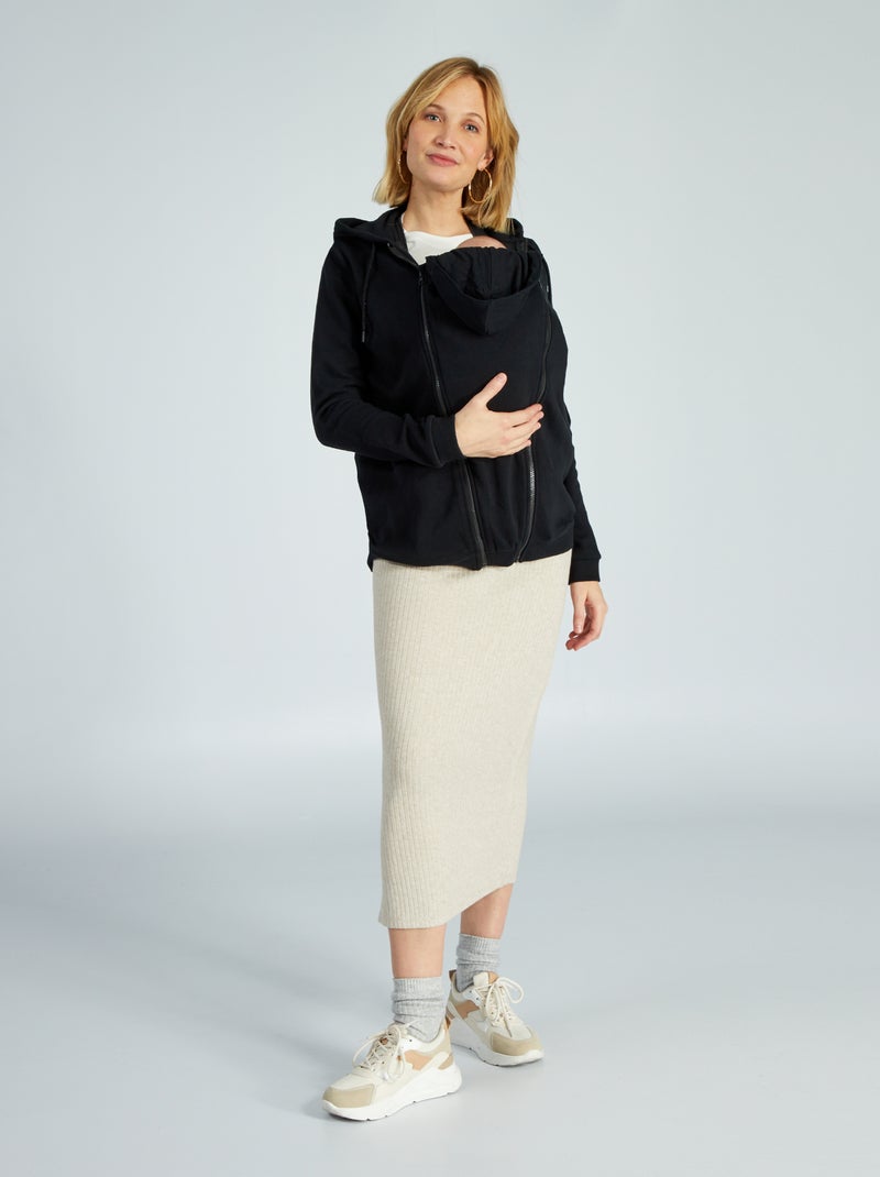 Felpa da allattamento con zip e cappuccio Nero - Kiabi