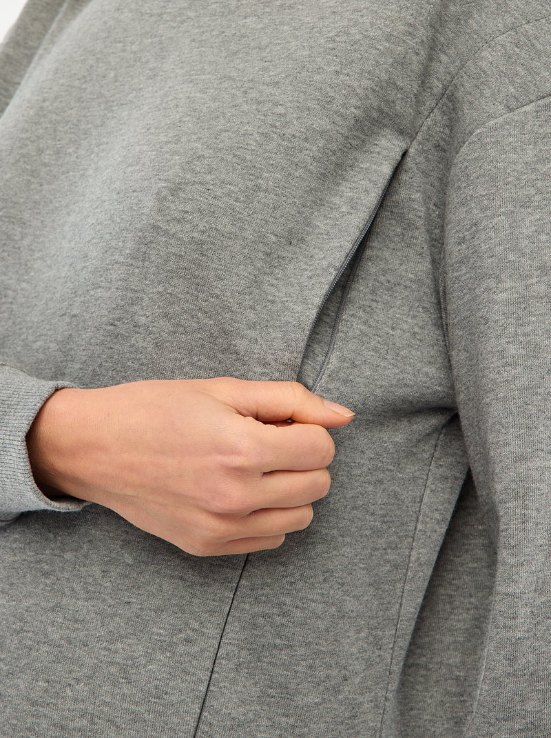 Felpa da allattamento in felpa garzata Grigio - Kiabi