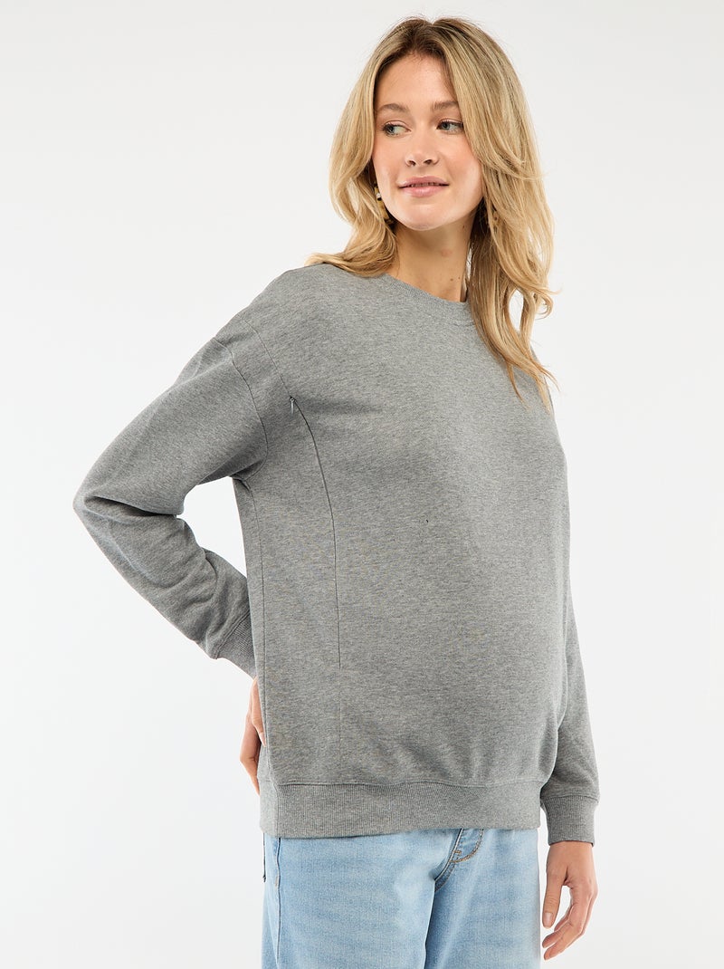 Felpa da allattamento in felpa garzata Grigio - Kiabi