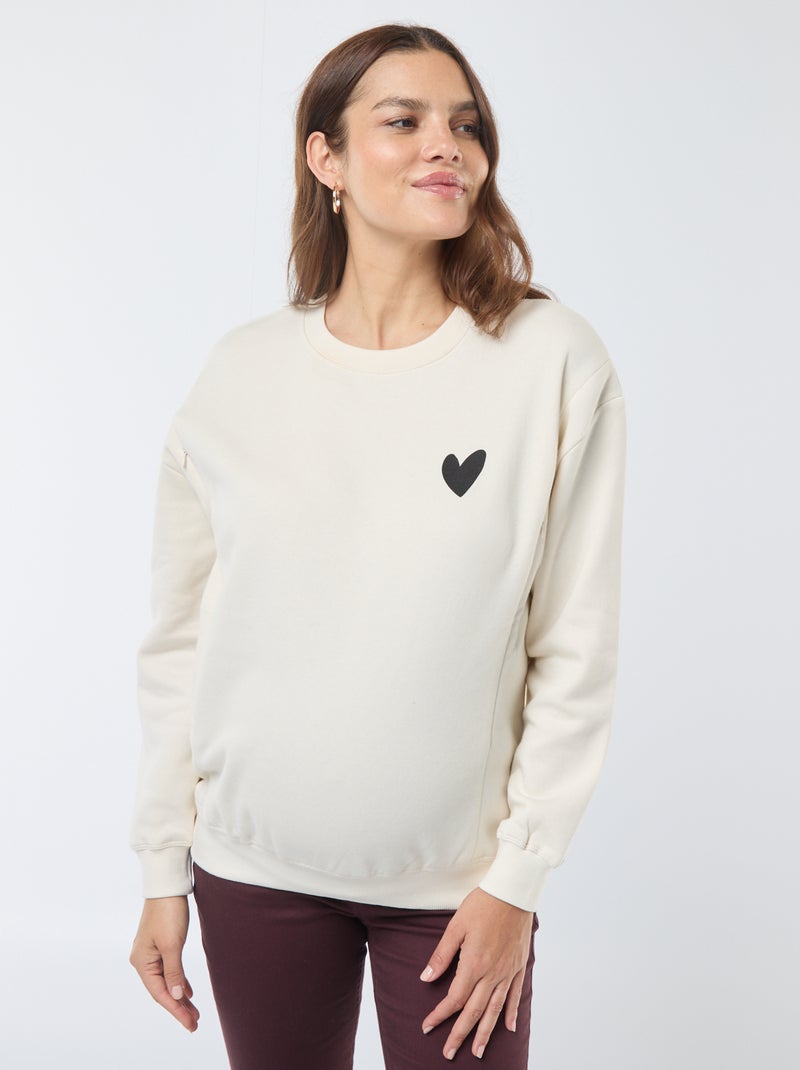 Felpa da allattamento in tessuto felpato Beige - Kiabi