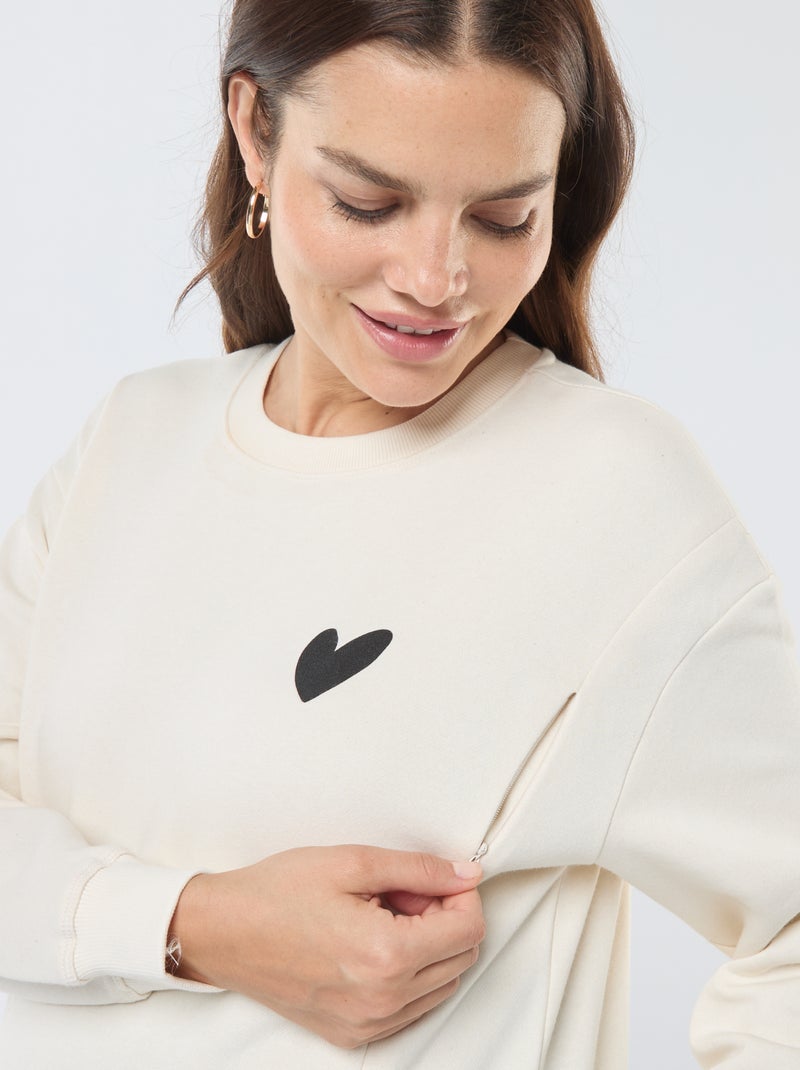 Felpa da allattamento in tessuto felpato Beige - Kiabi