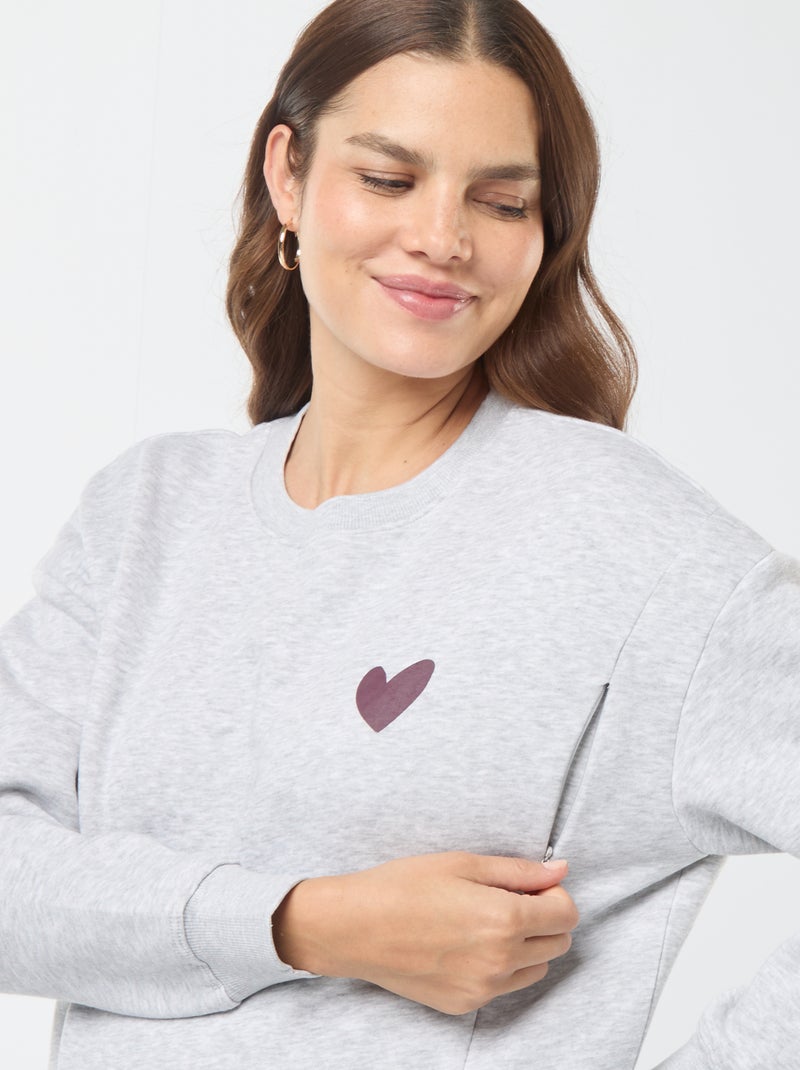 Felpa da allattamento in tessuto felpato Grigio - Kiabi