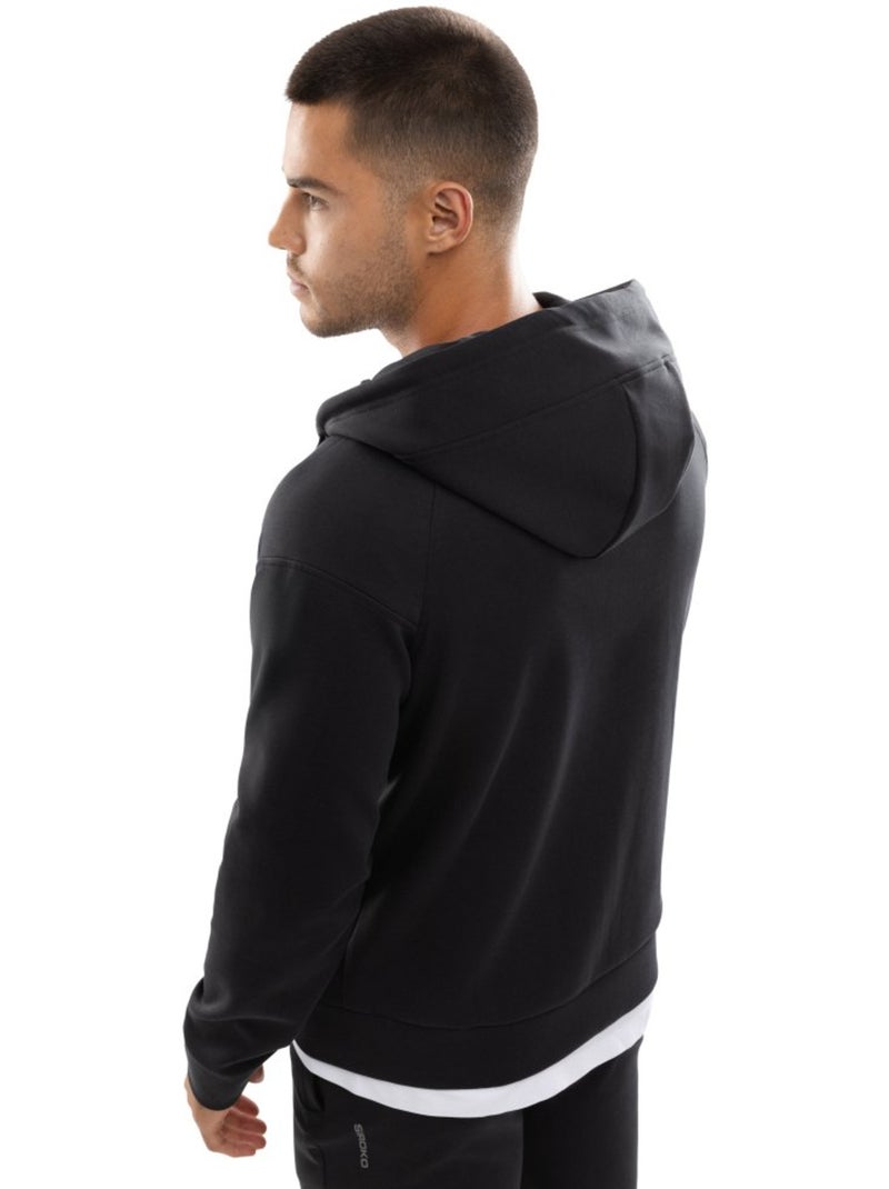 Felpa da allenamento con cerniera zip da uomo fitness uomo intrepid Nero - Kiabi