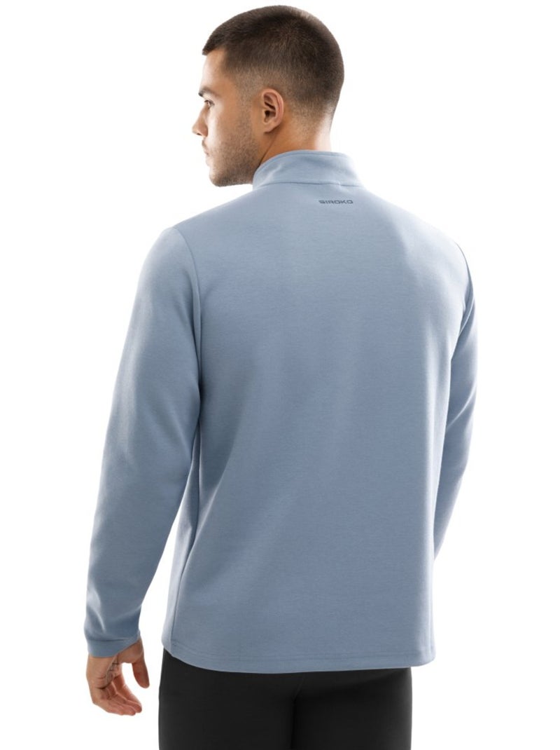 Felpa da allenamento da uomo con mezza zip fitness uomo blur Blu - Kiabi