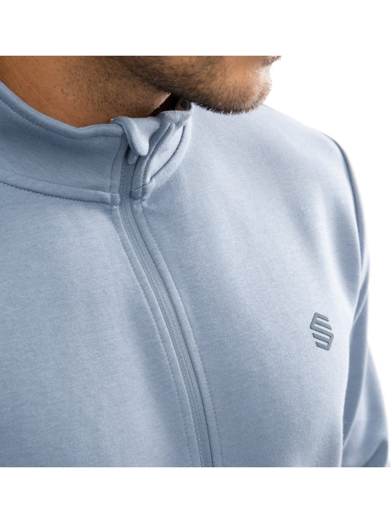 Felpa da allenamento da uomo con mezza zip fitness uomo blur Blu - Kiabi