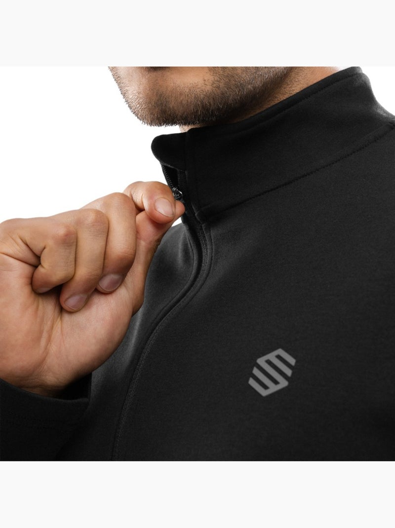 Felpa da allenamento da uomo con mezza zip fitness uomo inter Nero - Kiabi