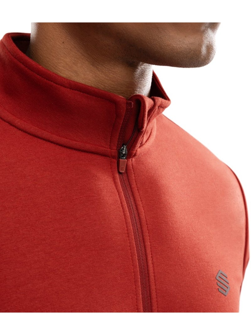 Felpa da allenamento da uomo con mezza zip fitness uomo torch Rosso - Kiabi