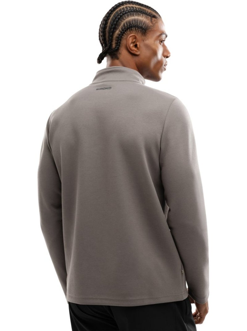 Felpa da allenamento da uomo con mezza zip fitness uomo troop Bianco Grigio - Kiabi