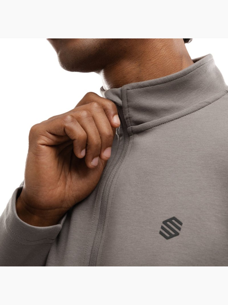Felpa da allenamento da uomo con mezza zip fitness uomo troop Bianco Grigio - Kiabi